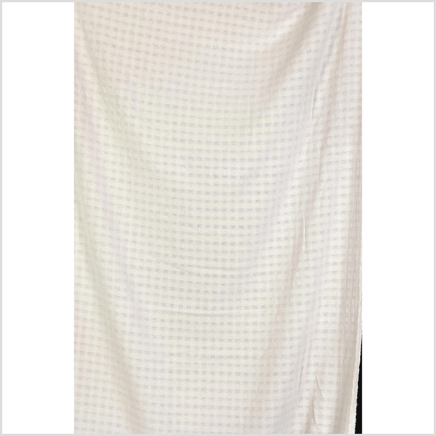 Unbleached, neutral natural geometric raised grid pattern cotton, medium-weight, Thai woven craft supply, Fabric By The Yard PHA445