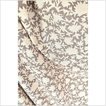 Big stylized flower organic print, unbleached natural textured cotton, sandstone beige, off-white, 46