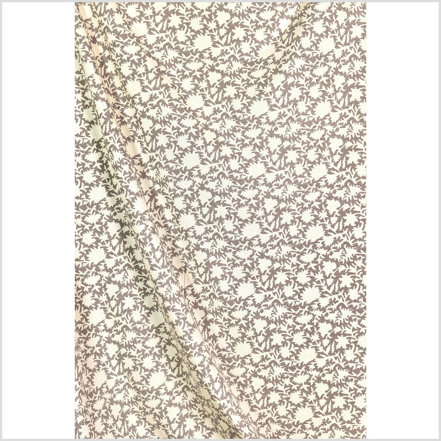 Big stylized flower organic print, unbleached natural textured cotton, sandstone beige, off-white, 46