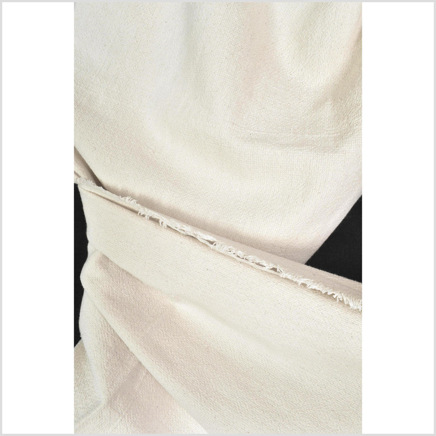Neutral, natural, nubby cotton, medium-weight, simple and elegant off-white material, Thai woven craft supply, fabric by yard PHA447