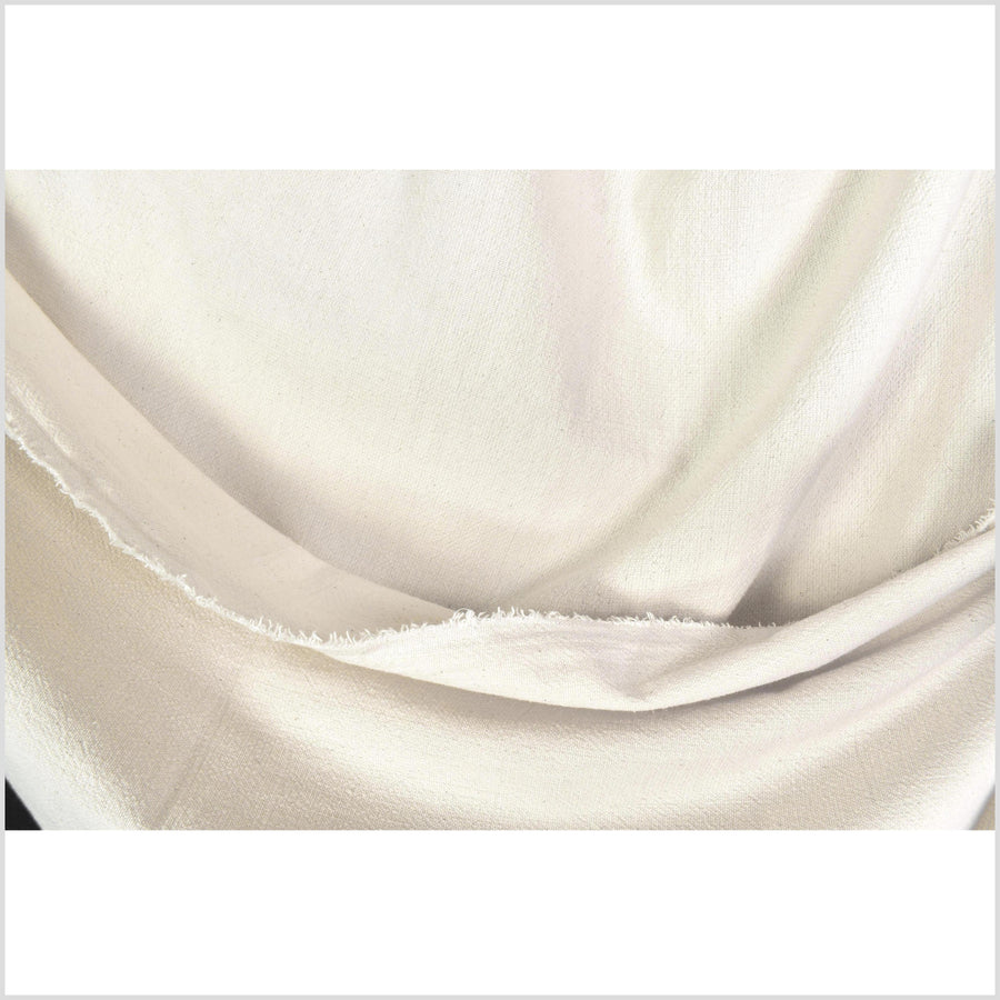 Neutral, natural, nubby cotton, medium-weight, simple and elegant off-white material, Thai woven craft supply, fabric by yard PHA447