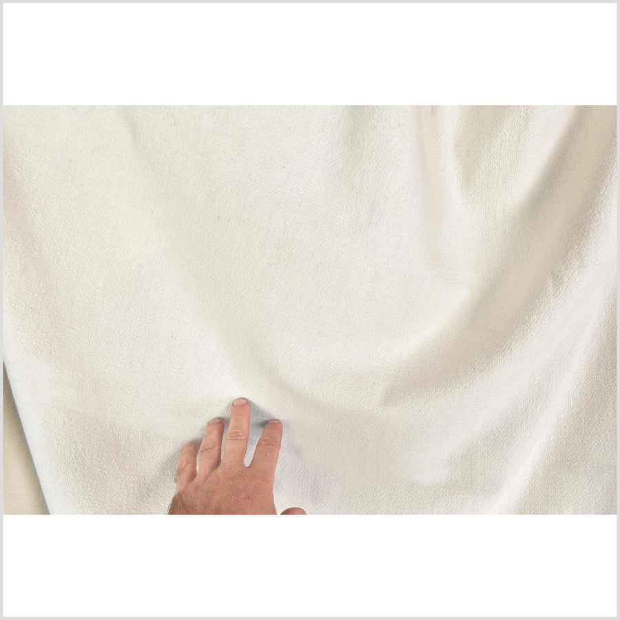 Neutral, natural, nubby cotton, medium-weight, simple and elegant off-white material, Thai woven craft supply, fabric by yard PHA447