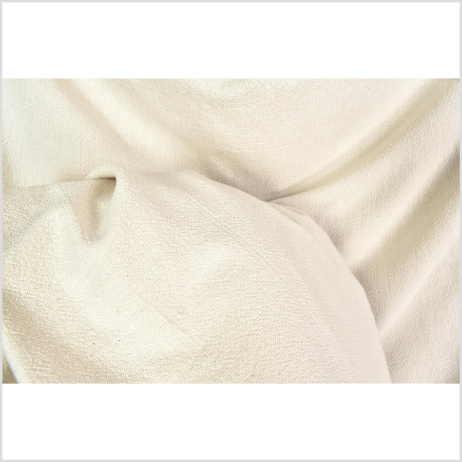 Neutral, natural, nubby cotton, medium-weight, simple and elegant off-white material, Thai woven craft supply, fabric by yard PHA447