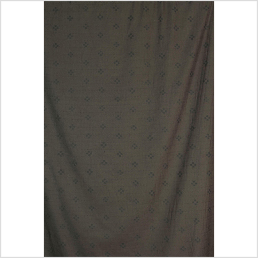 Textured, woven, muted dark brown cotton, dark gray check cross pattern, washed, soft and airy, Thai fabric by the yard PHA448
