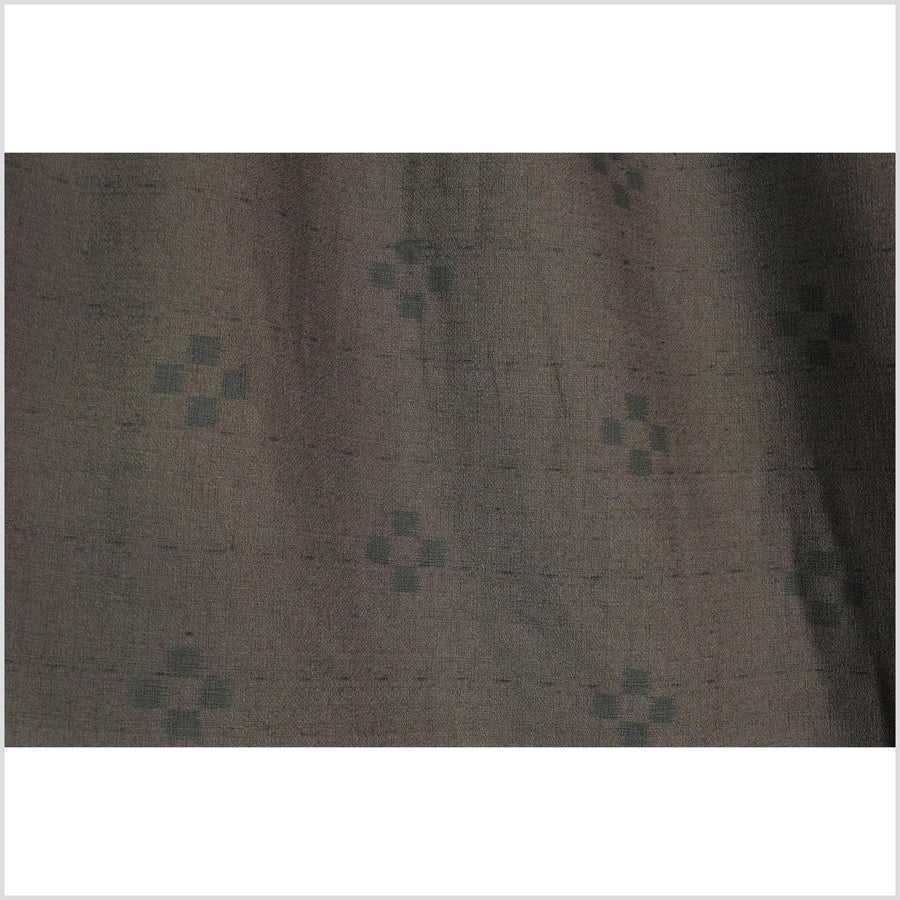 Textured, woven, muted dark brown cotton, dark gray check cross pattern, washed, soft and airy, Thai fabric by the yard PHA448
