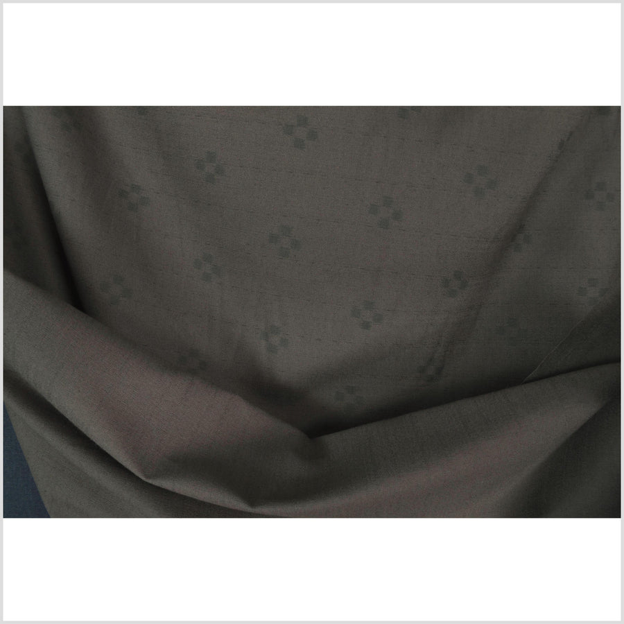 Textured, woven, muted dark brown cotton, dark gray check cross pattern, washed, soft and airy, Thai fabric by the yard PHA448