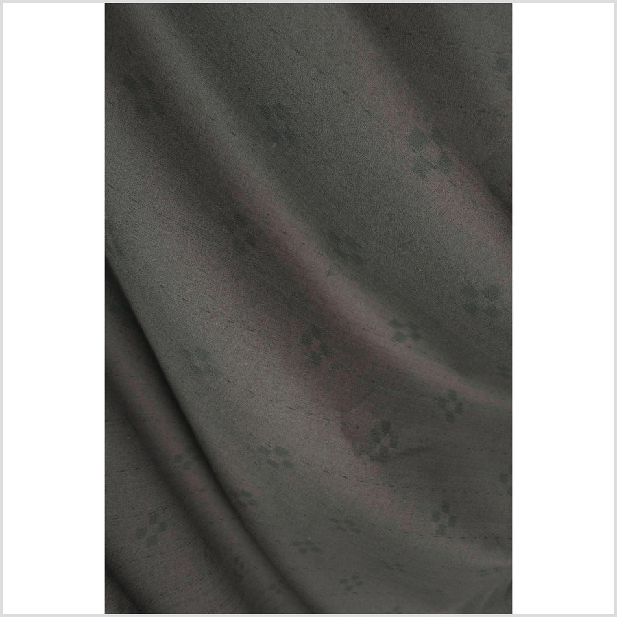 Textured, woven, muted dark brown cotton, dark gray check cross pattern, washed, soft and airy, Thai fabric by the yard PHA448