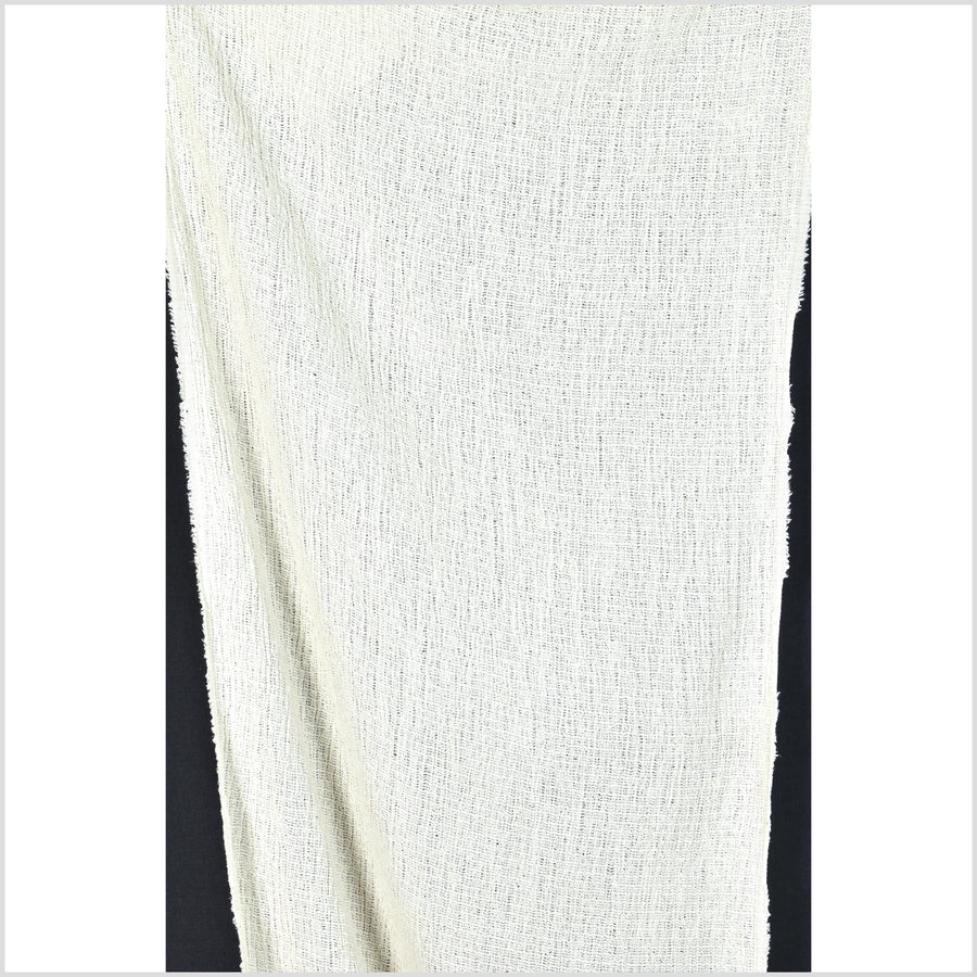 Kinky unbleached stretch cotton, loose weave crochet effect, neutral off-white fabric, sold by 10 yards, PHA52