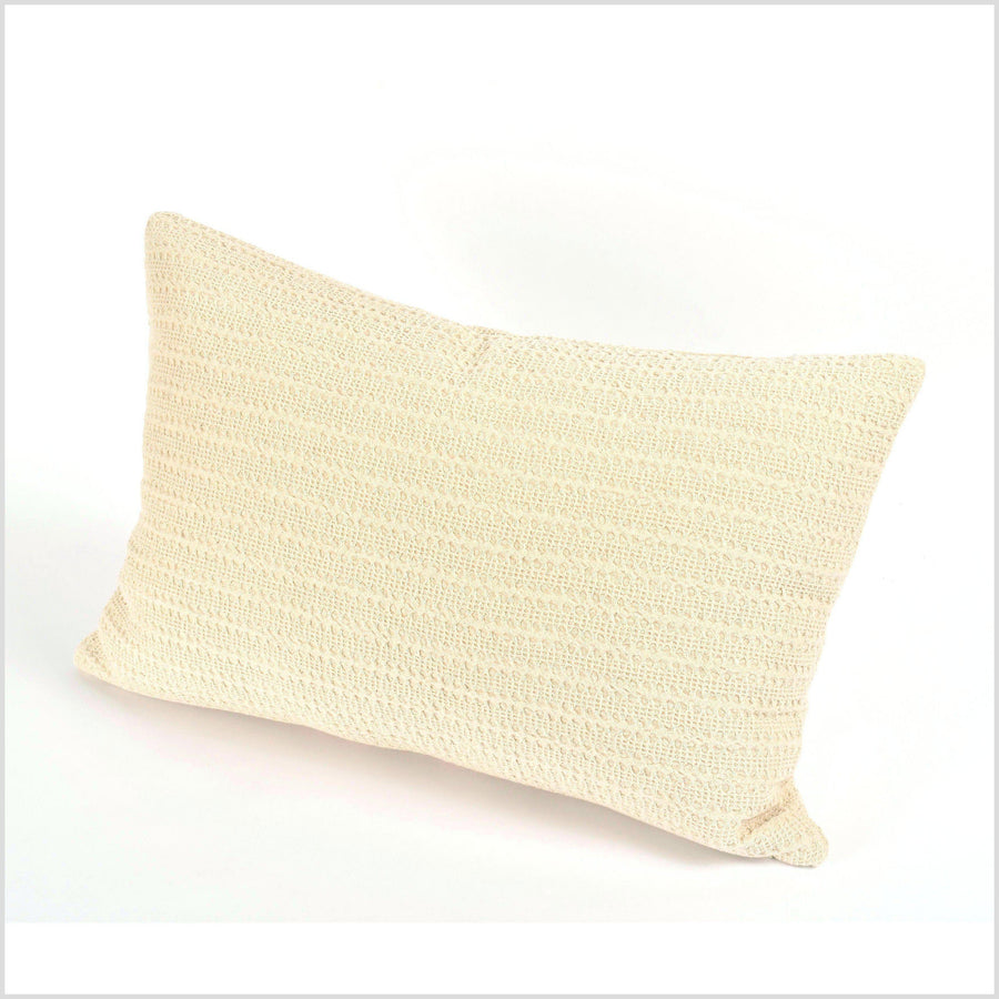 100% cotton 22 in. lumbar decorative pillow, neutral beige, cream crochet cable knit pattern VV5