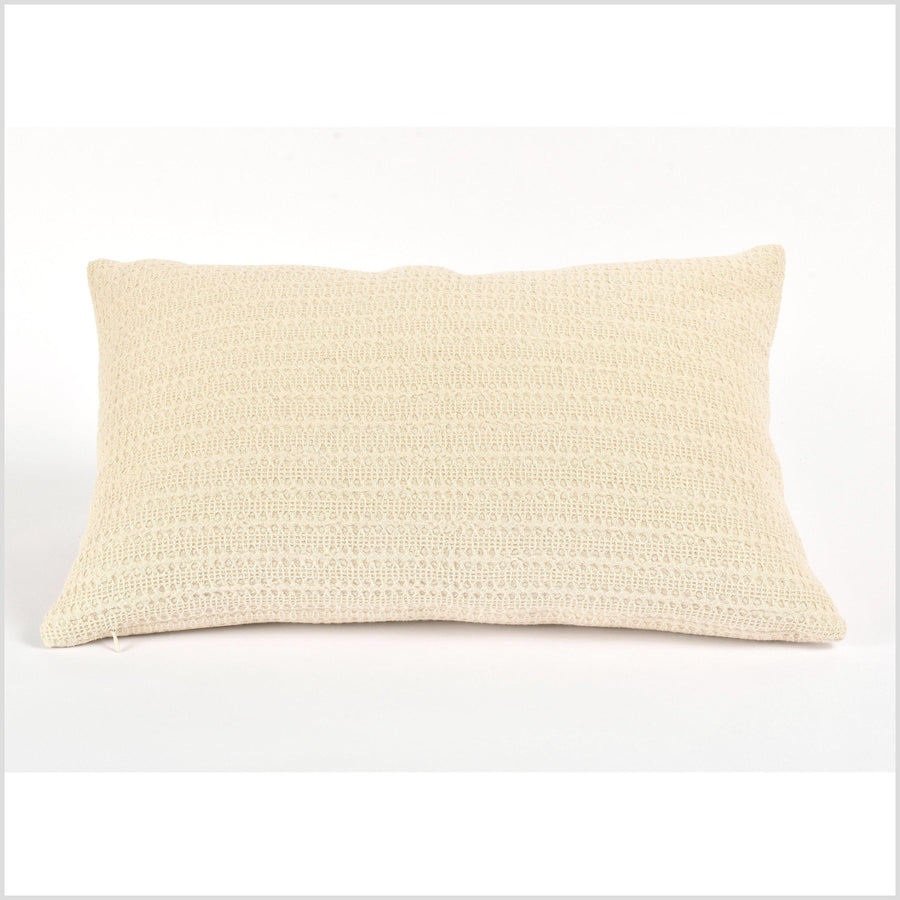 100% cotton 22 in. lumbar decorative pillow, neutral beige, cream crochet cable knit pattern VV5