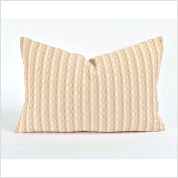100% cotton 22 in. lumbar decorative pillow, neutral brown, tan and beige, cream striped pattern VV4