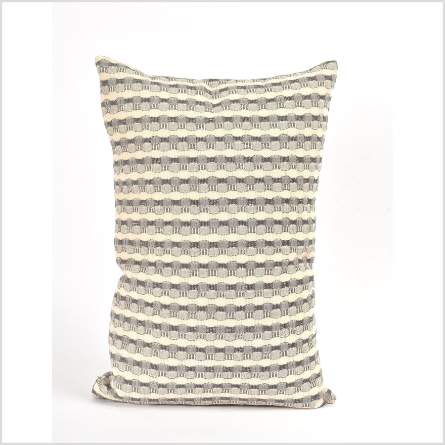 100% cotton 22 in. lumbar decorative pillow, neutral gray and cream striped pattern VV2