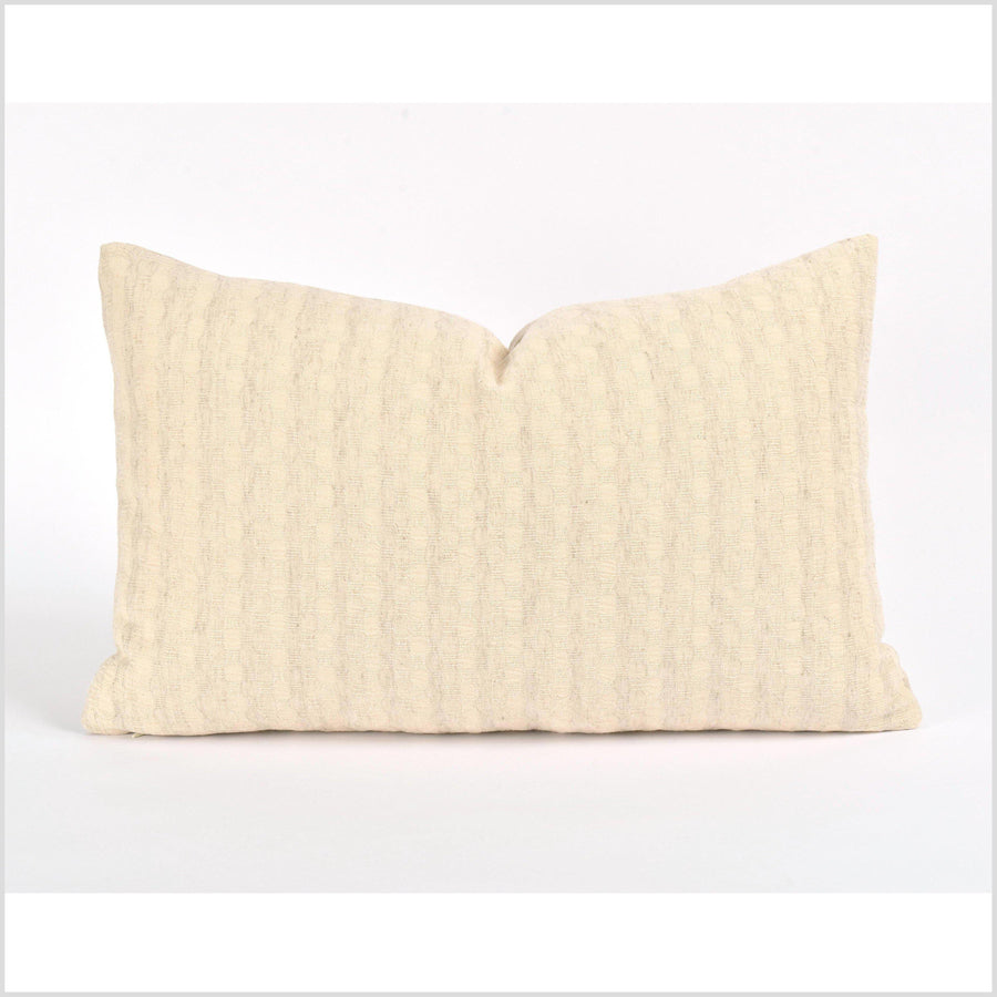 100% cotton 22 in. lumbar decorative pillow, neutral off-white, beige, cream striped pattern VV3