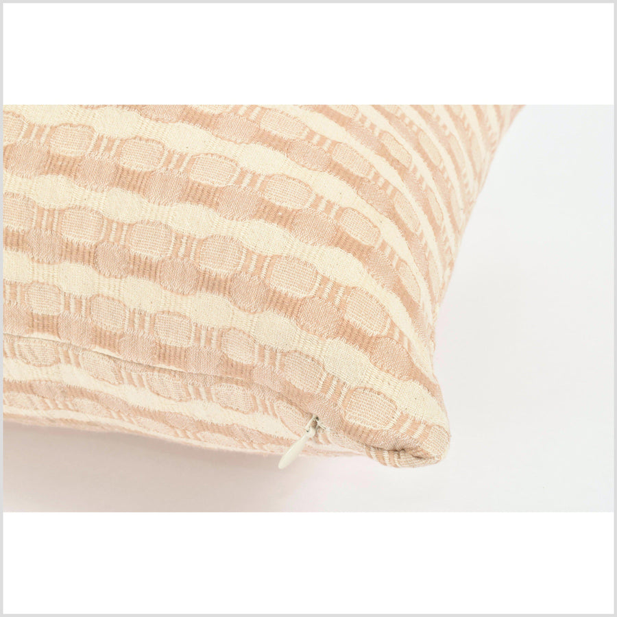 100% cotton 36 in. lumbar decorative pillow, neutral tan, beige, cream striped pattern VV8