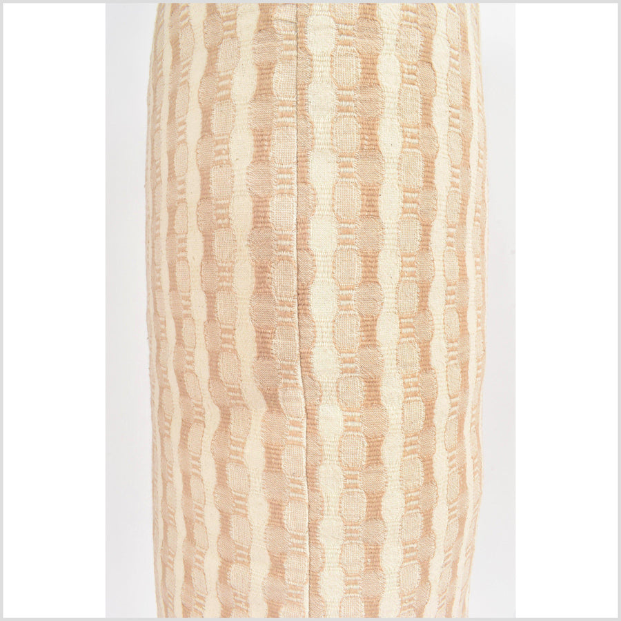 100% cotton 36 in. lumbar decorative pillow, neutral tan, beige, cream striped pattern VV8