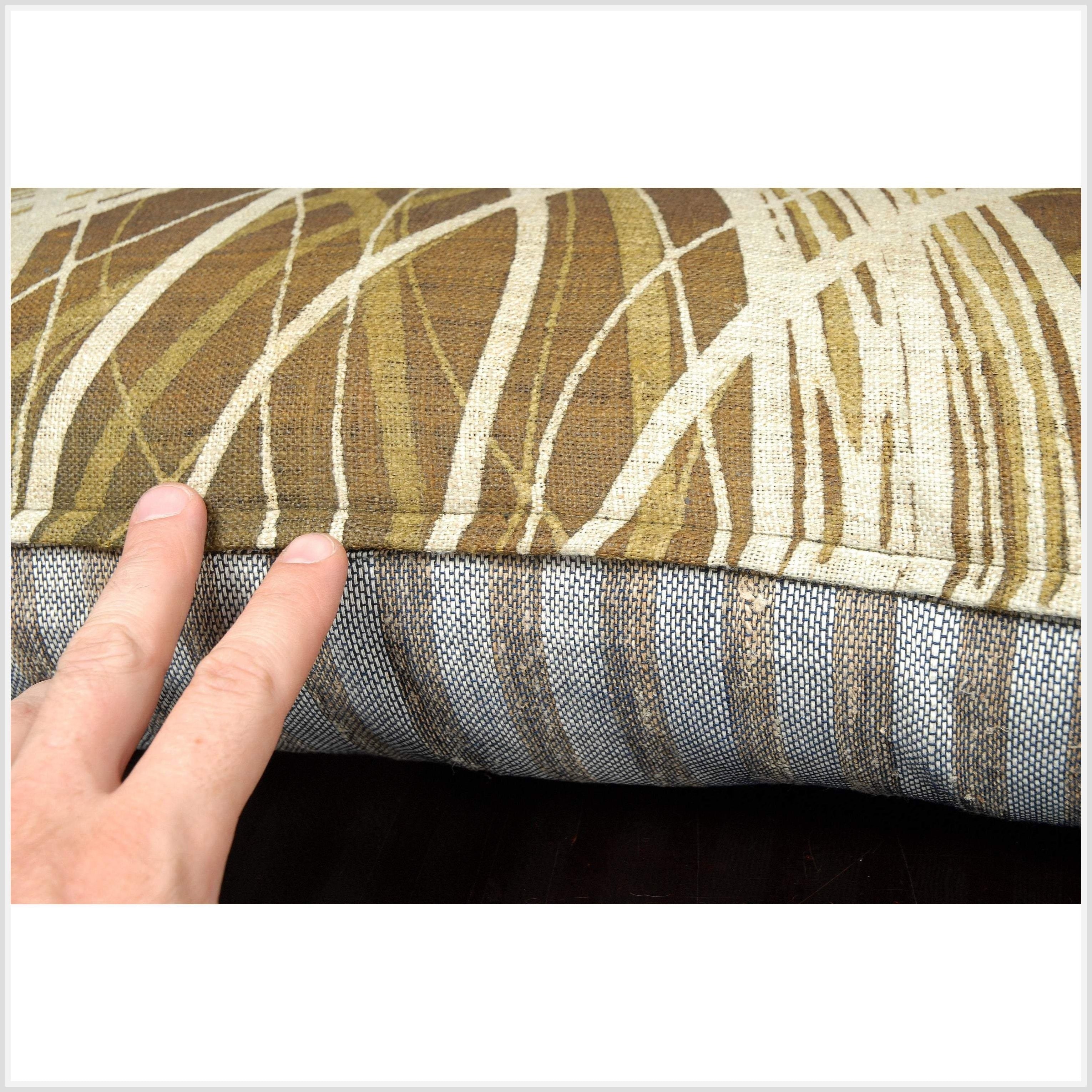 14 x 30 inch lumbar throw pillow green white brown jungle batik hemp Water Air Industry