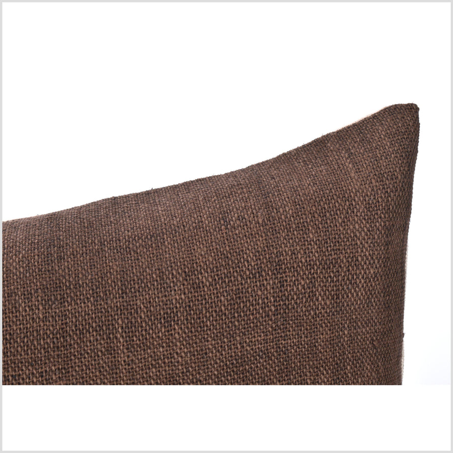 14 x 36 in. bed pillow, ethnic long lumbar cushion, stripe gray, brown, tribal handwoven cotton pillowcase, natural organic dye PP78