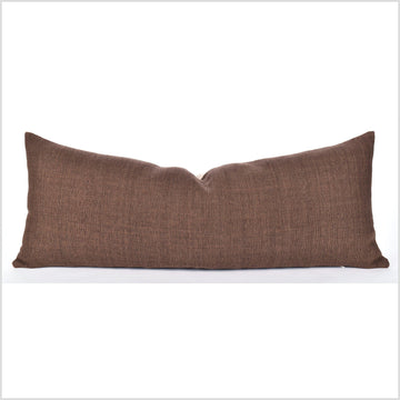 14 x 36 in. bed pillow, ethnic long lumbar cushion, stripe gray, brown, tribal handwoven cotton pillowcase, natural organic dye PP78