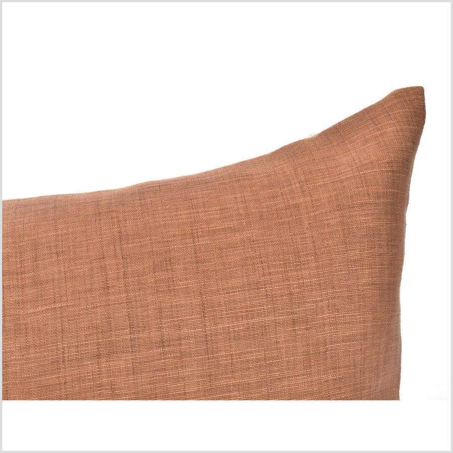 14 x 36 inch bed pillow, ethnic long lumbar cushion, rust brown tribal handwoven cotton pillowcase, natural organic dye PP72