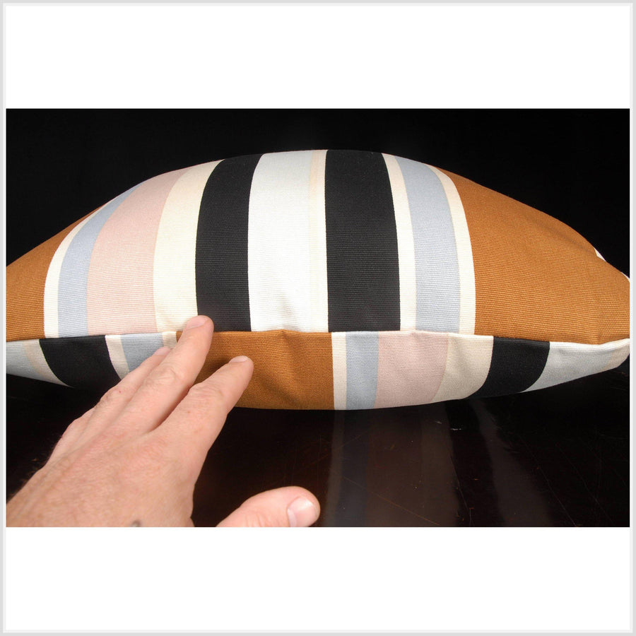 20 inch square throw pillow striped cotton canvas boho blanket decorative cushion black white brown pink gray pattern retro art deco DE24