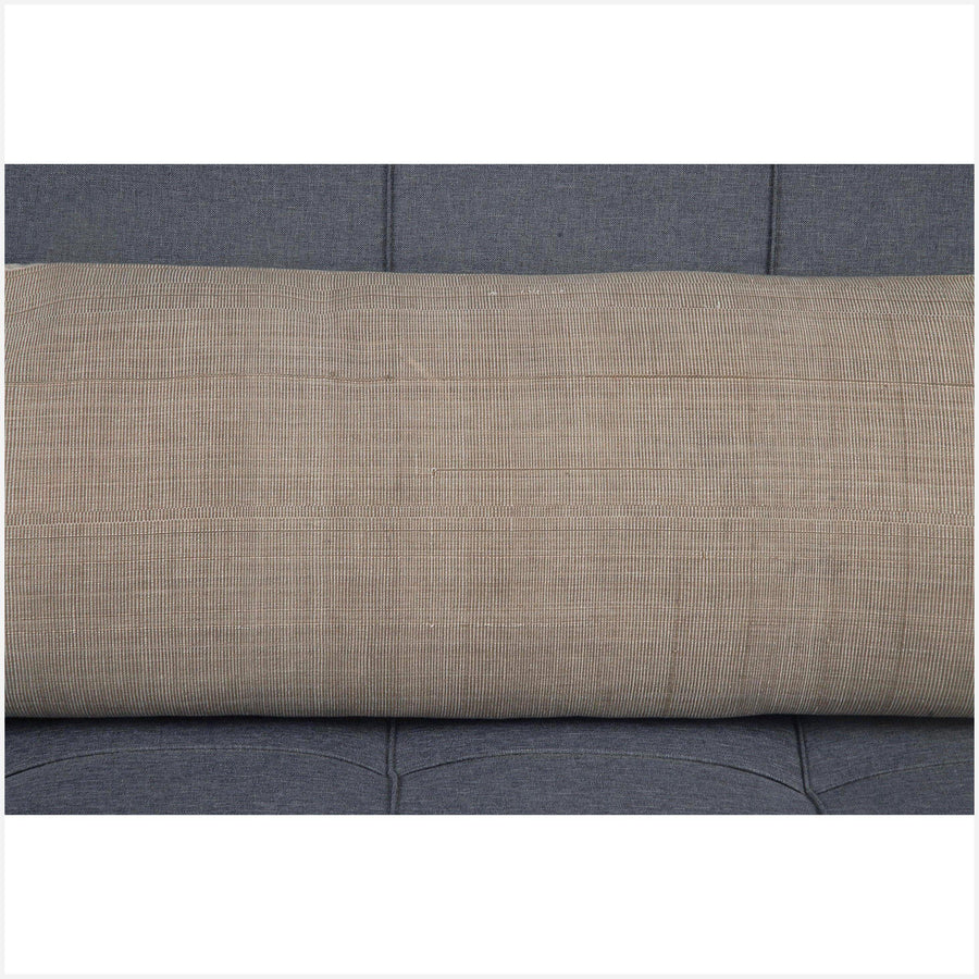 Amazing Naga handwoven cotton textile cushion 61 in. x 17 in. long lumbar pillow in beige and cream with ribbed texture includes INSERT BN79