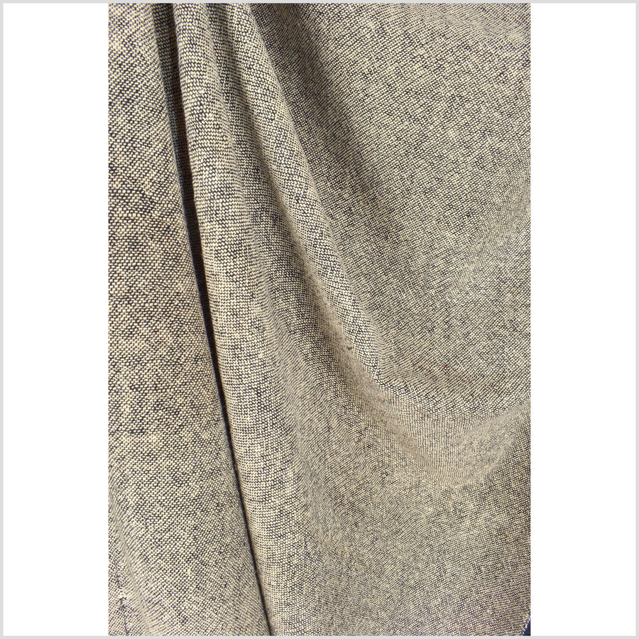 Beige black handwoven material, organic dye, 100% cotton, neutral sepia tan thick weave fabric, medium-weight, per yard PHA140