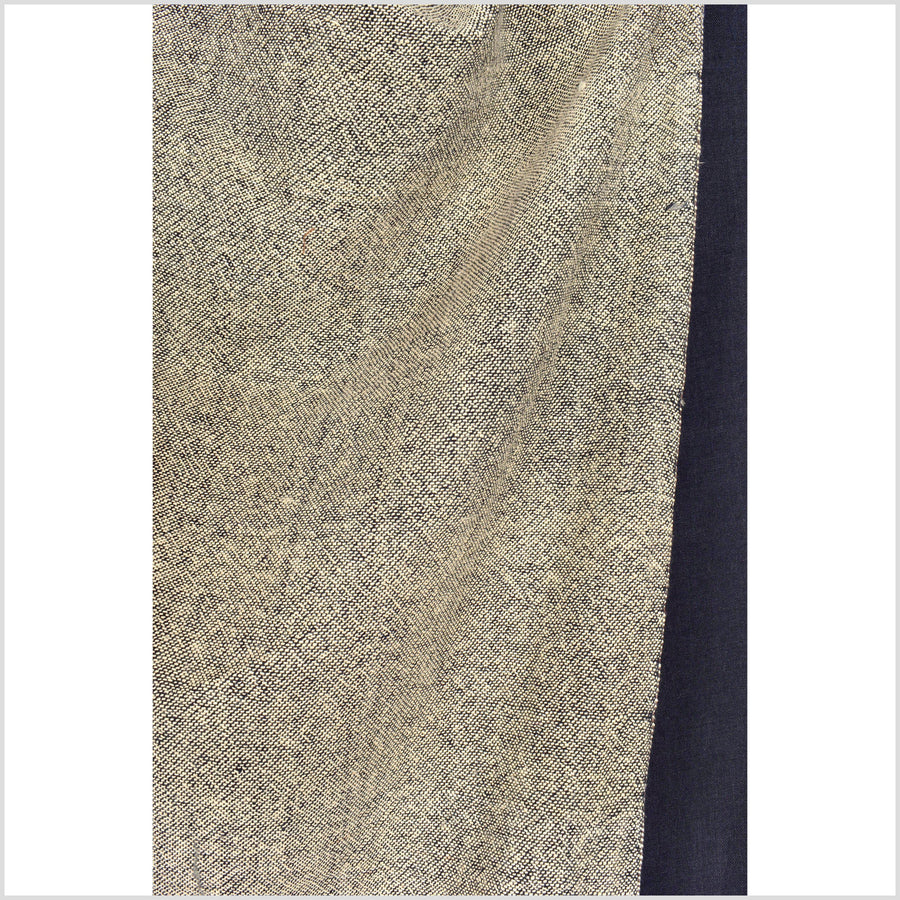 Beige black handwoven material, organic dye, 100% cotton, neutral sepia tan thick weave fabric, medium-weight, per yard PHA140