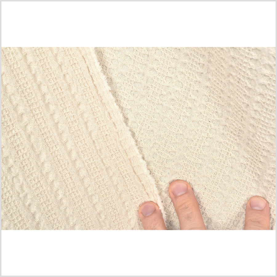 Beige, off-white, unbleached woven heavy weight cotton fabric with cable sweater pattern PHA65