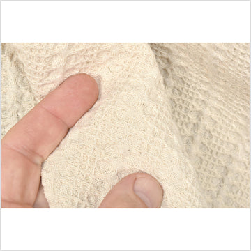 Beige, off-white, unbleached woven heavy weight cotton fabric with cable sweater pattern PHA65
