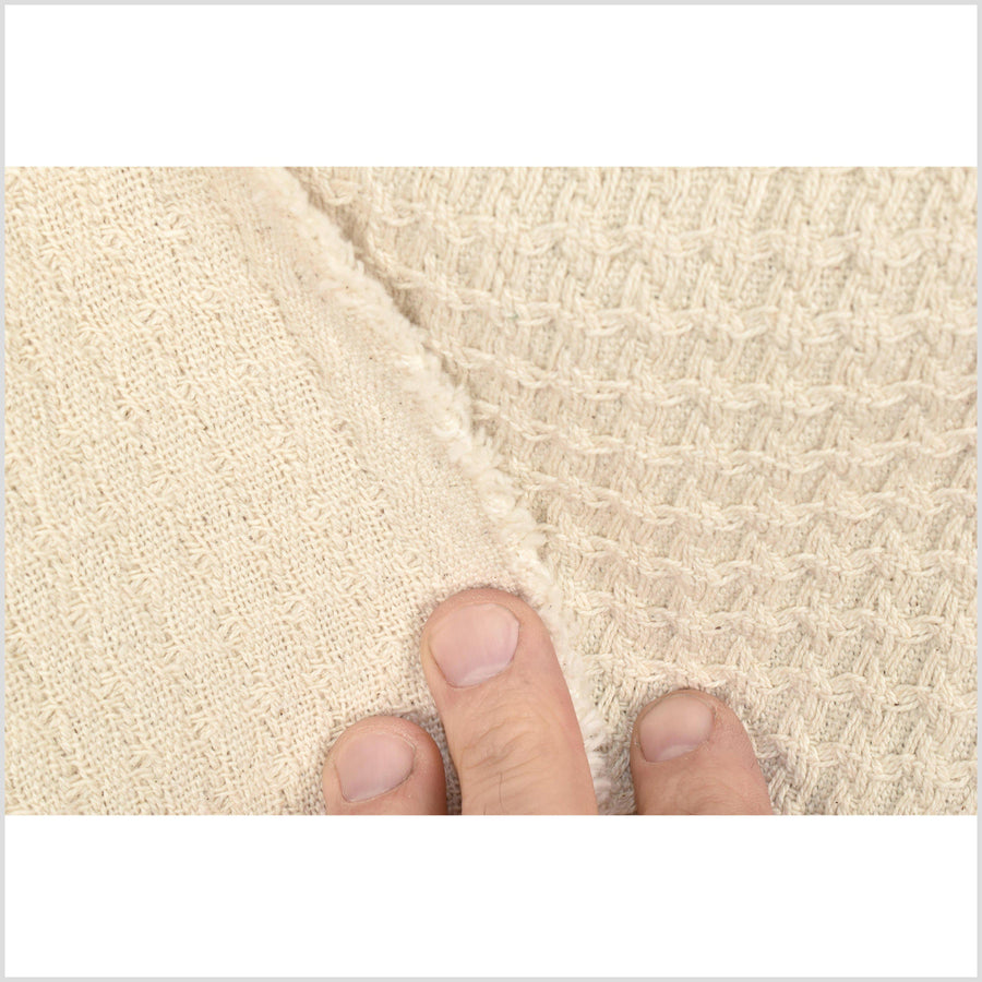 Beige, off-white, unbleached woven heavy weight cotton fabric with knit sweater pattern PHA102