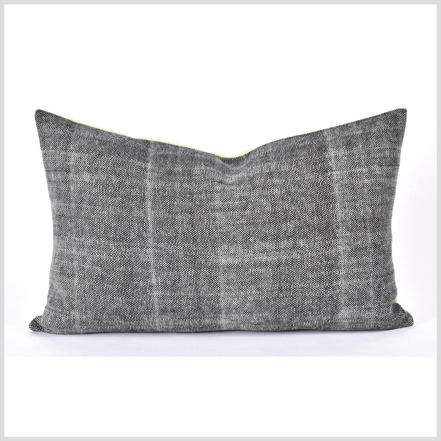 Black and gray pebbled, natural organic dye cushion, tribal ethnic pillow, Hmong hilltribe 22 inches, handwoven cotton, PP25