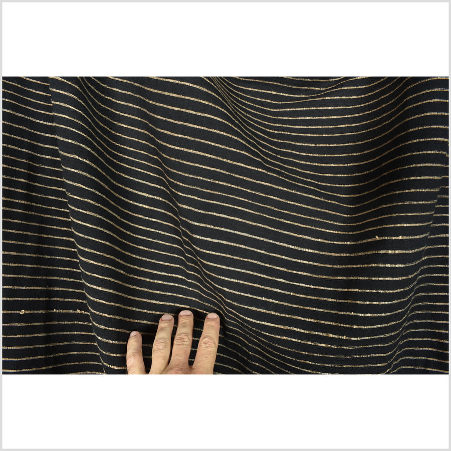 Black and tan/sepia stripe, big texture cotton fabric, raised ribbing ...