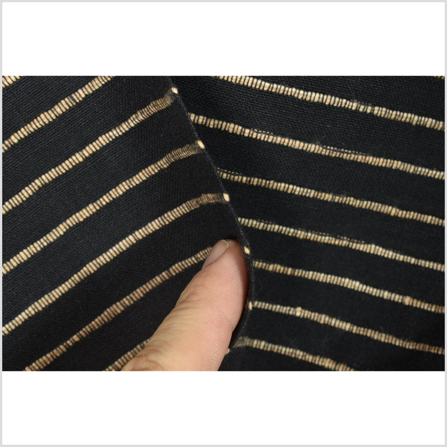 Black and tan/sepia stripe, big texture cotton fabric, raised ribbing ...