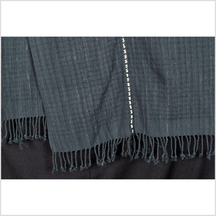 Black, dark indigo, handwoven Hmong tribal runner, Thailand ethnic hilltribe fabric, boho minimalist home decor table textile RN31