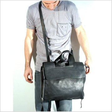 Black messenger bag black leather bag mens leather document bag, black crossbody leather briefcase black leather messenger bag leather purse