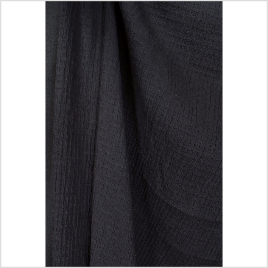 Black, quilted and crinkled, 2-ply, heavy-weight, textured cotton fabric PHA63