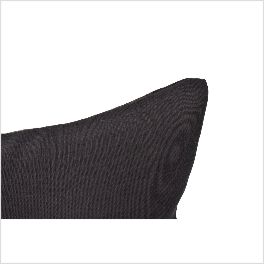 Black textured pure cotton 15 inch square pillow, double sided cotton cushion cover PP6