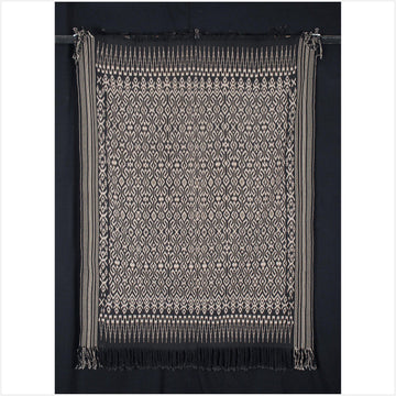 Black white Indonesian Ikat Sulawesi boho tapestry home decor organic vegetable dye tribal cotton throw ethnic ikat cloth handwoven cotton skirt sarong tapestry fabric CD47