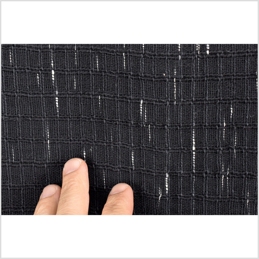 Black white handwoven, organic dye, 100% cotton fabric, medium-weight, per yard PHA89