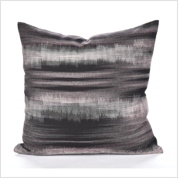 Bohemian decor pillow, Hmong tribal 19 in. square cushion, handwoven cotton, neutral blush gray black abstract natural organic dye LL18