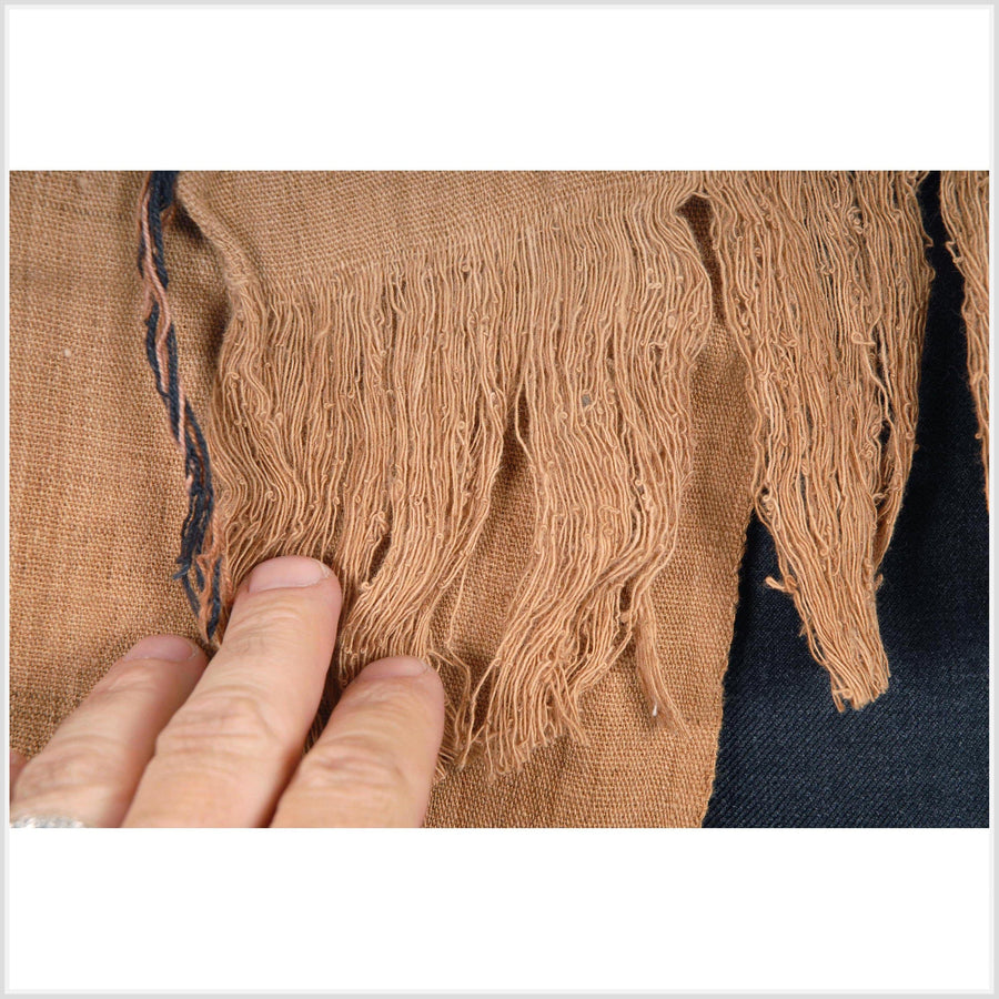 Brown Chin tribal textile home decor boho table runner hemp fabric shoulder wrap handwoven organic cocount dye ethnic wall art 2 CV54