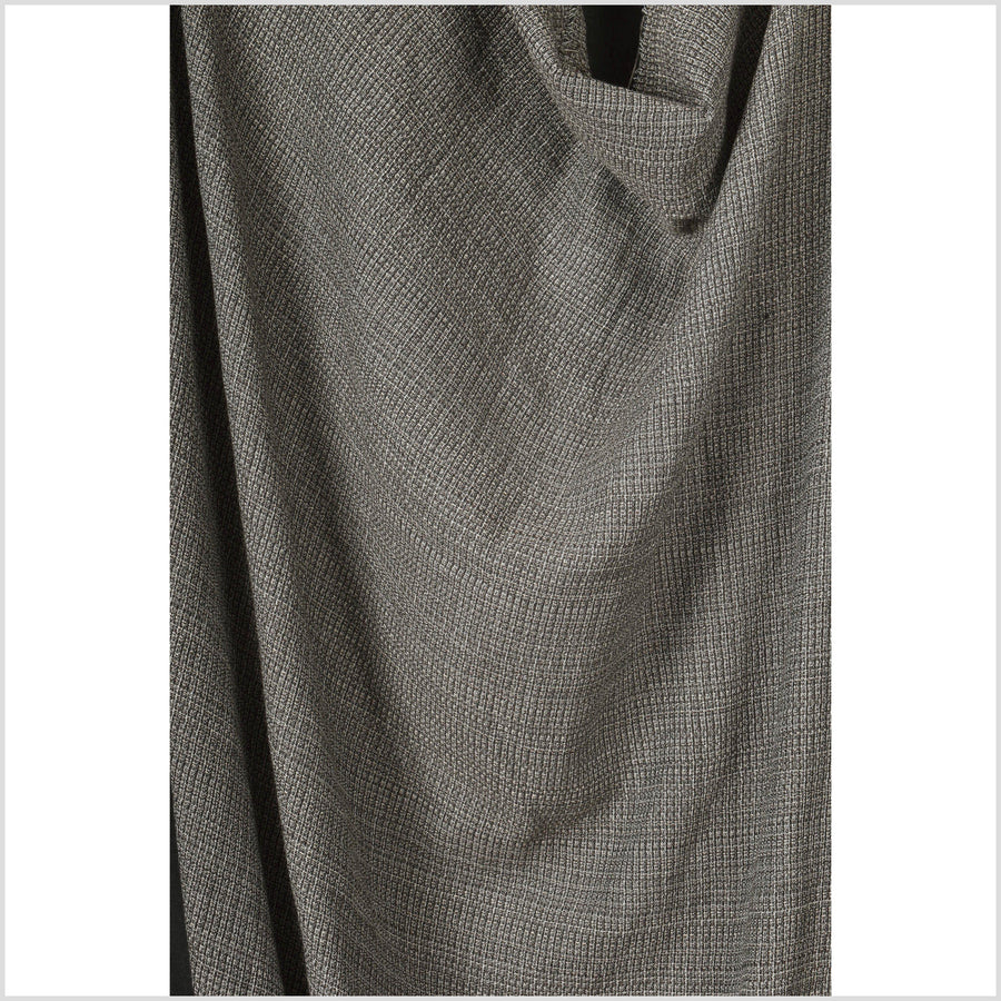 Brown, black, off white 3 color tweed-like pattern crepe fabric. Gauzy lightweight by the yard PHA125