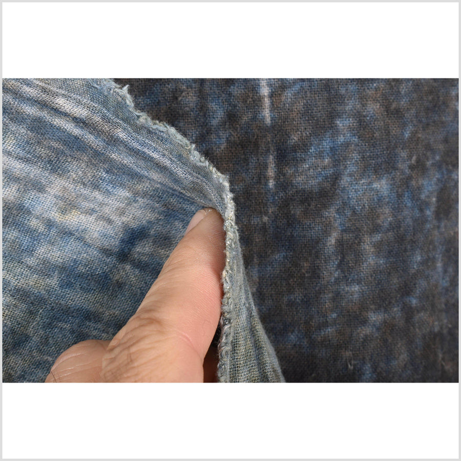 Brown, blue, gray, batik fabric, 100% cotton streak pattern ethnic textile, handmade tie dye natural color material PP62