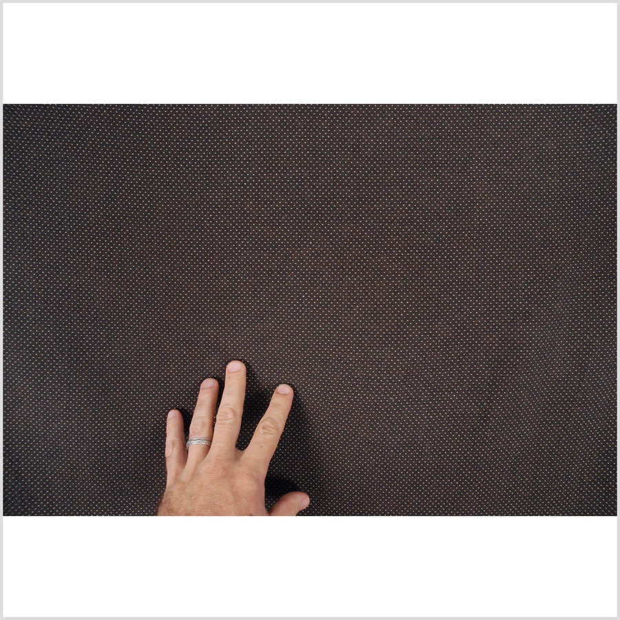 Brown with brown polka dots or dashes lightweight plain weave cotton fabric, per yard PHA42