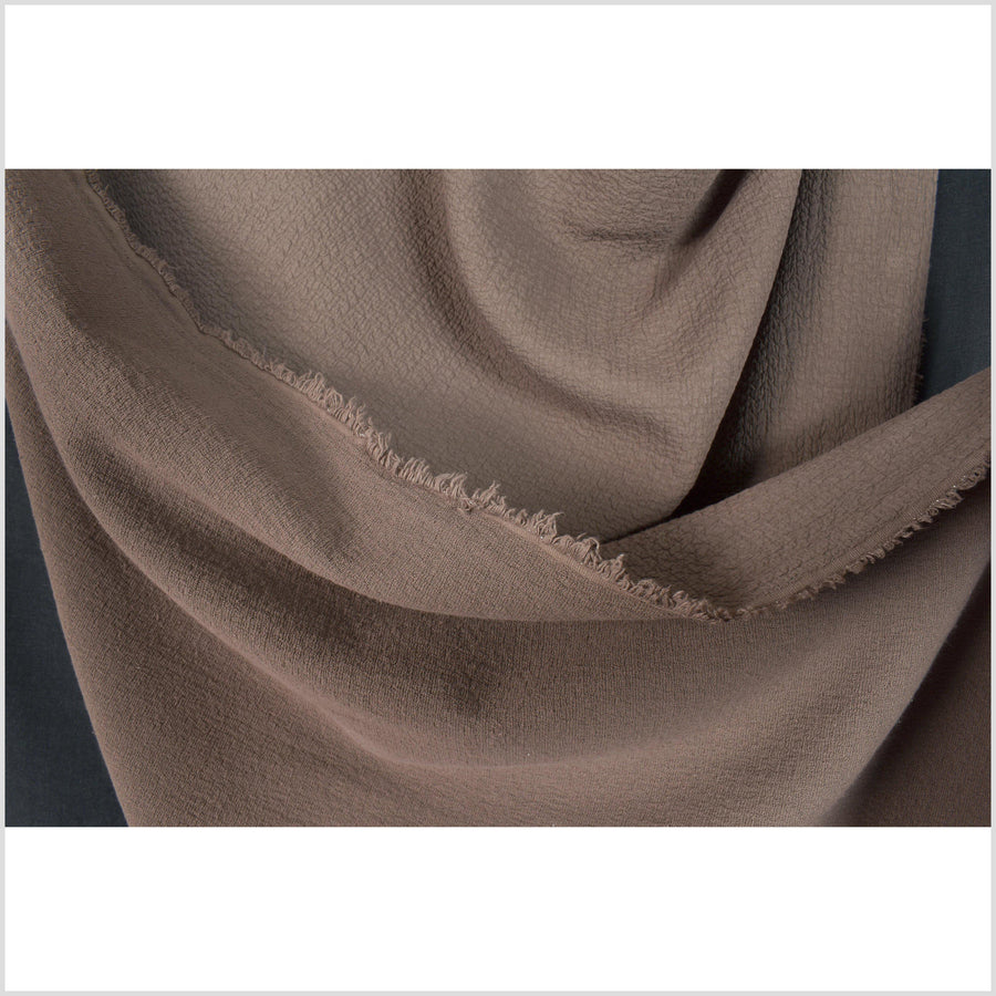 Cafe latte, soft, muted brown, quilted and crinkled, 2-ply, heavy-weight, textured cotton fabric, natural Thailand fabric by the yard PHA220