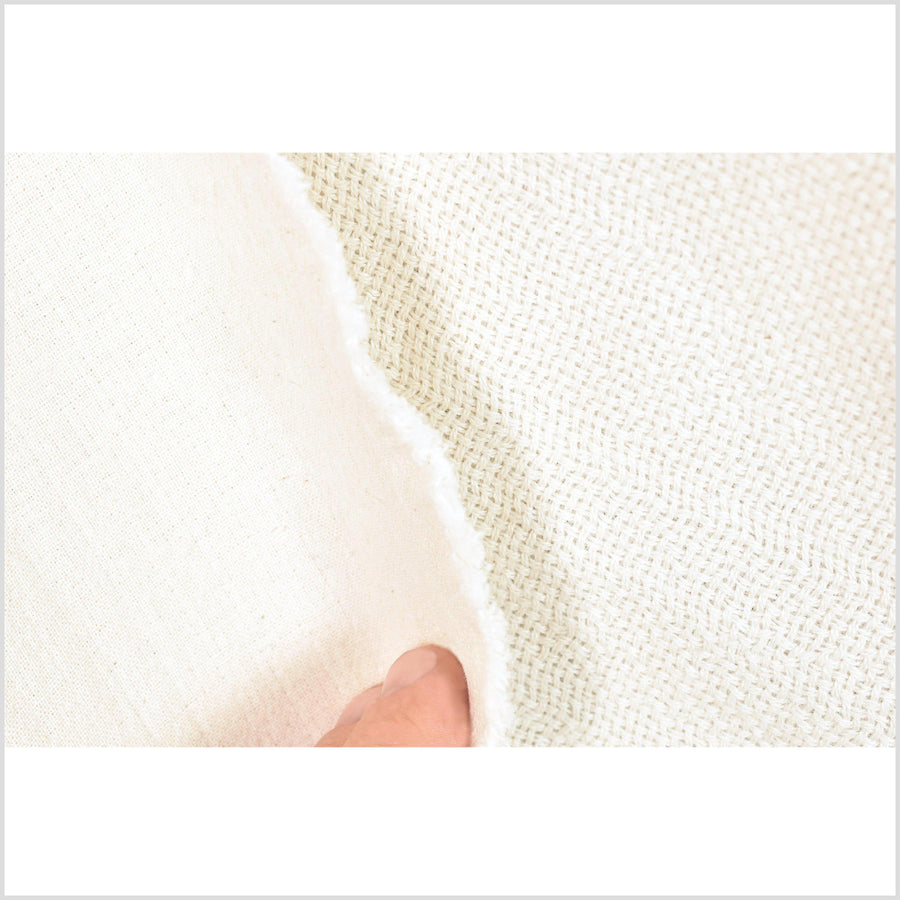 Cashmere-soft, double-layer, ivory white cotton fabric, loose weave, quilted, Thailand craft material by the yard PHA237