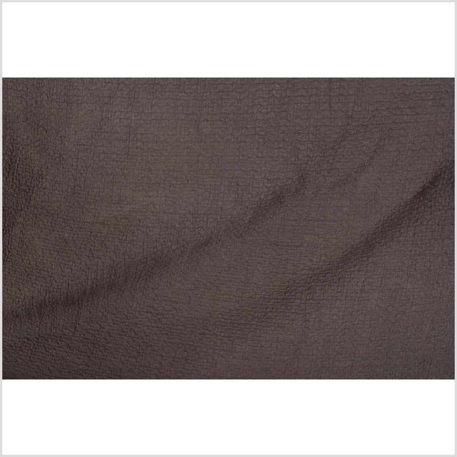 Chocolate brown, quilted and crinkled, 2-ply, heavy-weight, textured cotton fabric, neutral Thailand craft sold by the yard PHA59