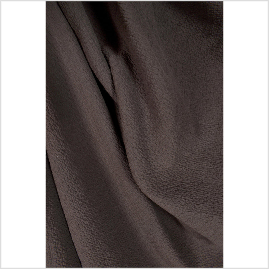 Chocolate brown, quilted and crinkled, 2-ply, heavy-weight, textured cotton fabric, neutral Thailand craft sold by the yard PHA59
