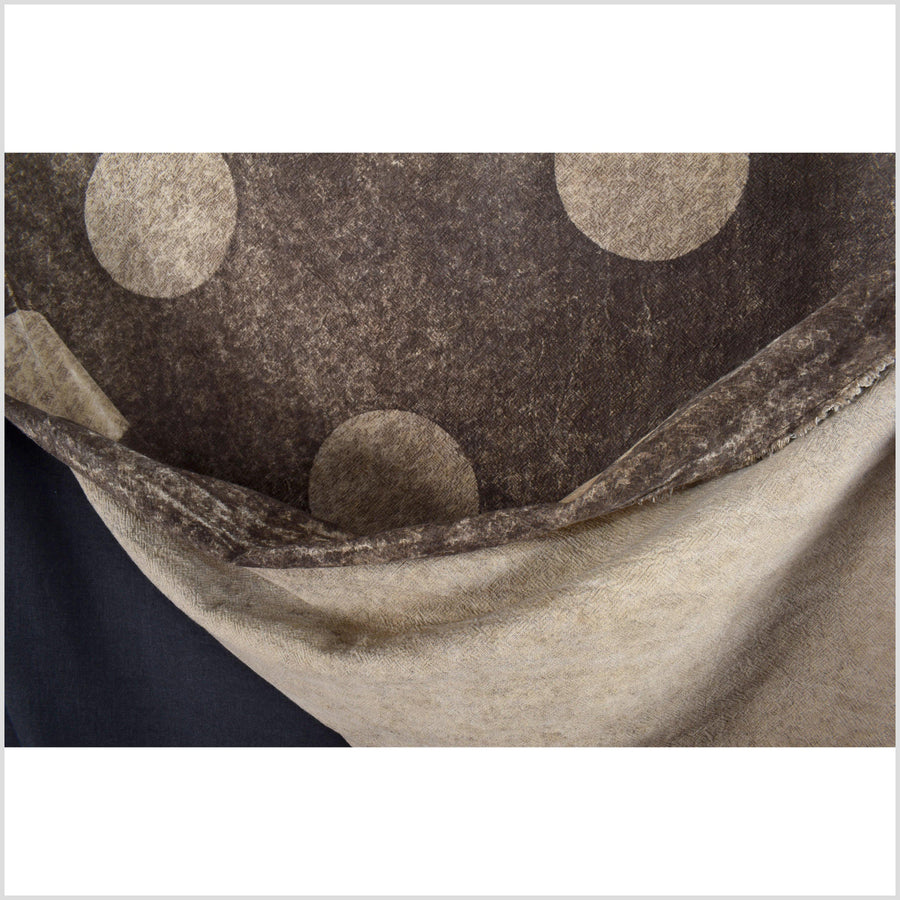 Circle pattern ethnic textile, brown, beige, batik fabric, 100% cotton, handmade tie dye natural color, shibori fabric PHA165