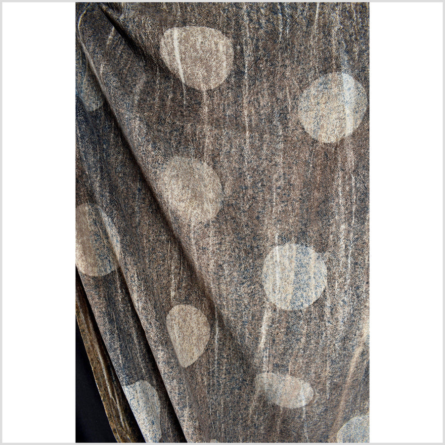 Circle pattern ethnic textile, brown, blue, beige, batik fabric, 100% cotton, handmade tie dye natural color, shibori fabric PHA168
